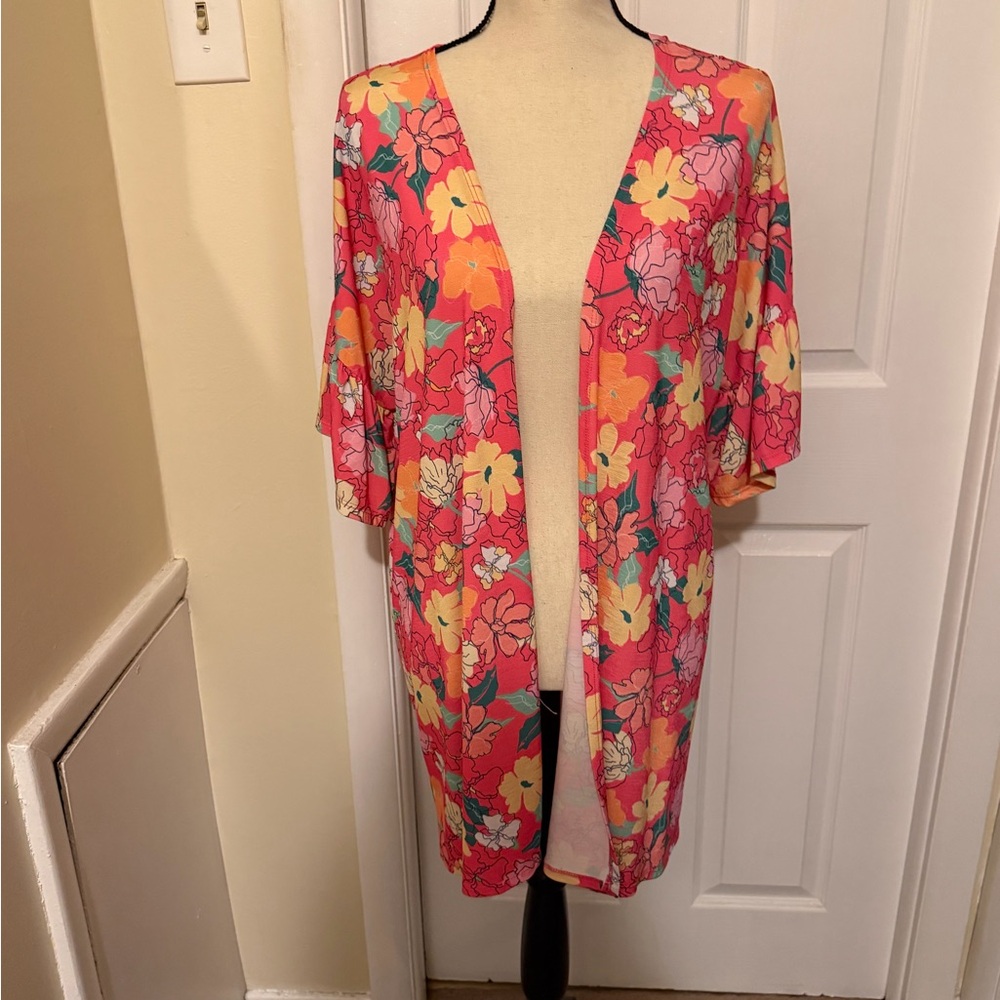 HEIMISH USA Pink Floral Open-Front Jacket